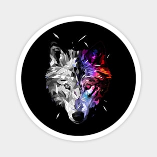 Cosmic Wolf Low Poly Abstract Magnet